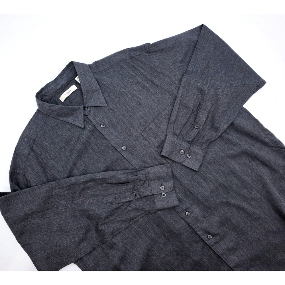 Turnbury Mens XL Charcoal Gray Cotton Tencel Long Sleeve Button Down Shirt